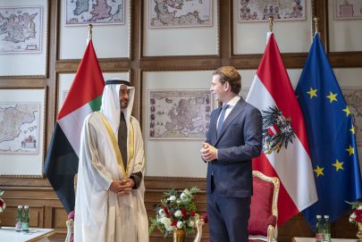 محمد بن زايد وسيباستيان كورتس يشهدان توقيع اتفاقية الشراكة الاستراتيجية الشاملة بين الإمارات والنمسا