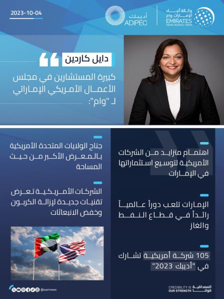 مسؤولة بمجلس الأعمال الأمريكي الإماراتي لـ “وام”: “أديبك” قوة جذب هائلة لصناع قطاع الطاقة حول العالم