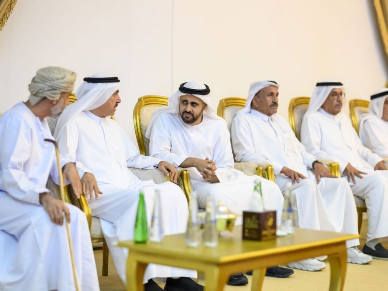 ذياب بن محمد بن زايد يقدم واجب العزاء في وفاة والدة صقر غباش