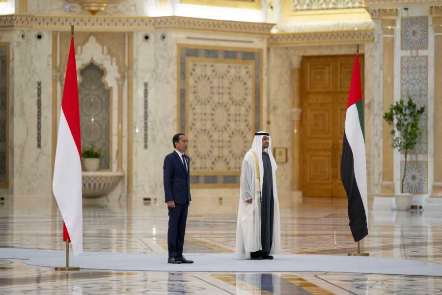 جرت له مراسم استقبال رسمية .. رئيس الدولة يستقبل الرئيس الإندونيسي في قصر الوطن