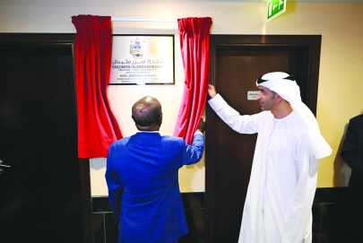 ثاني الزيودي ورئيس وزراء جزر سليمان يفتتحان مقر السفارة الجديد في أبوظبي