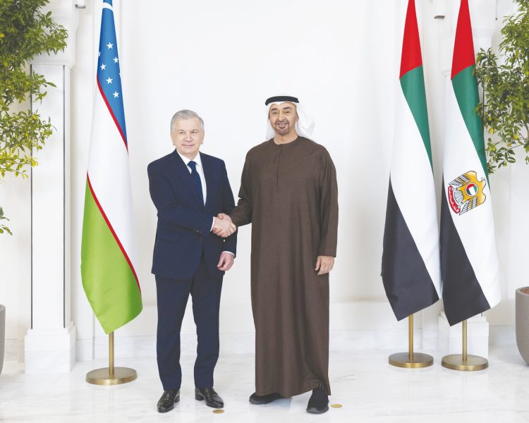 رئيس الدولة ورئيس أوزبكستان يبحثان علاقات البلدين ومسارات التعاون والعمل المشترك