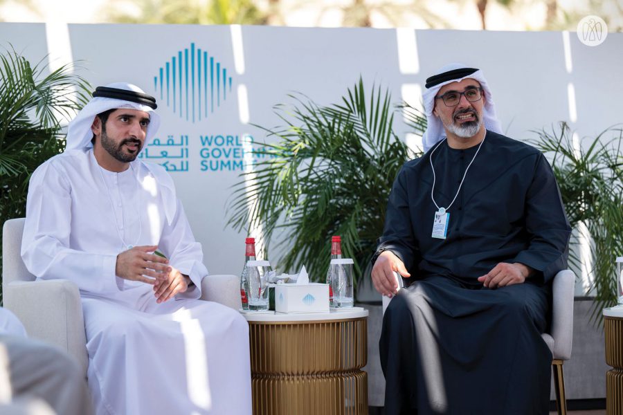 خالد بن محمد بن زايد وحمدان بن محمد بن راشد يشهدان جانباً من فعاليات القمة العالمية للحكومات 2025