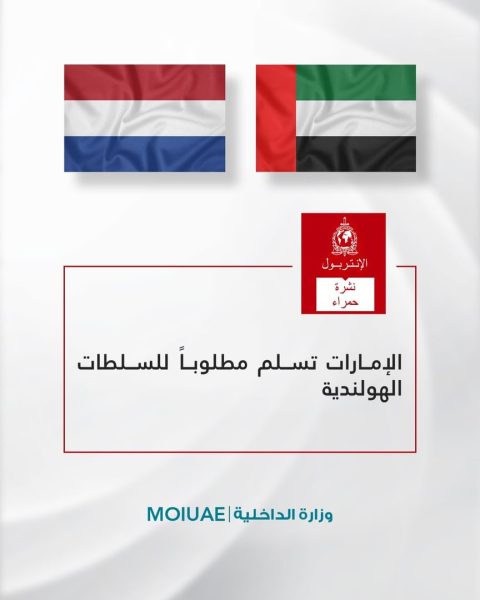 الإمارات تسلم مطلوبا للسلطات الهولندية
