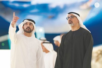 خالد بن محمد بن زايد وحمدان بن محمد بن راشد يقومان بجولة في متحف التاريخ الطبيعي أبوظبي في المنطقة الثقافية في السعديات