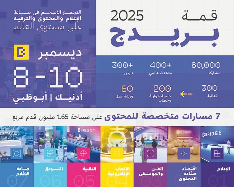 قمة بريدج 2025 تنطلق اليوم.. الإمارات تعيد رسم مستقبل الإعلام العالمي
