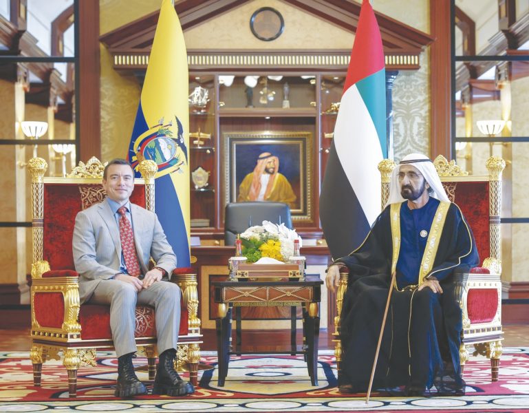 محمد بن راشد يبحث مع رئيس الإكوادور سبل تعزيز مسارات التعاون والعلاقات الثنائية بين البلدين