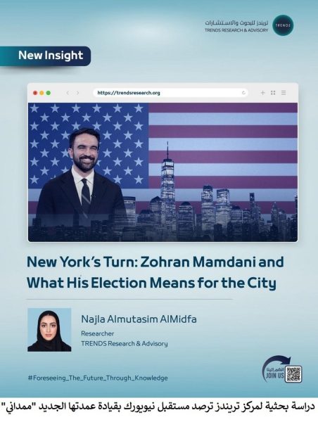 دراسة بحثية لمركز تريندز ترصد مستقبل نيويورك بقيادة عمدتها الجديد “ممداني”