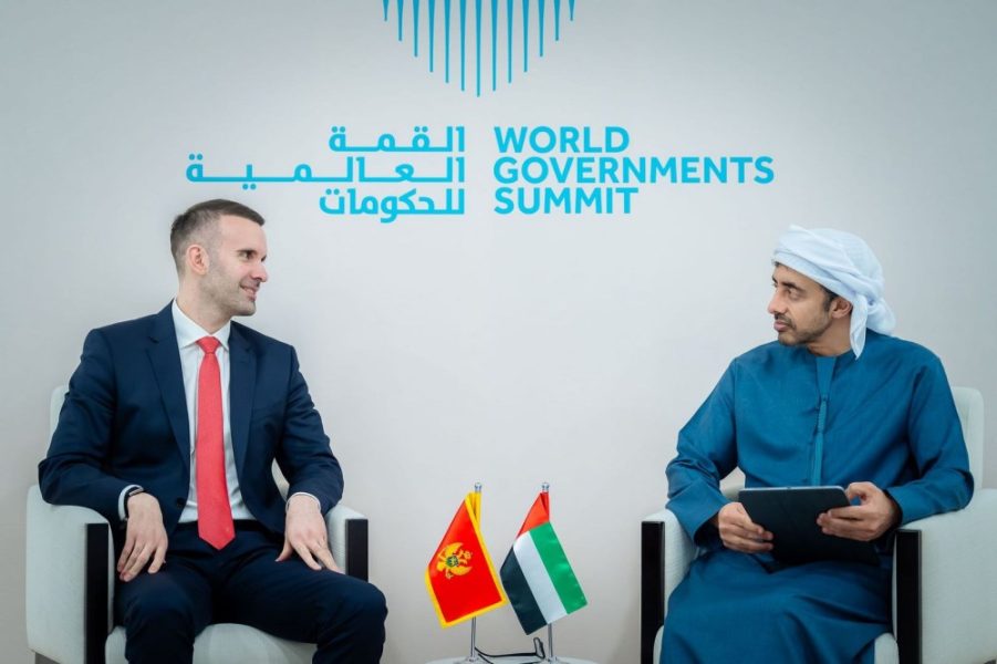 عبدالله بن زايد يستقبل رئيس وزراء مونتينيغرو على هامش القمة العالمية للحكومات