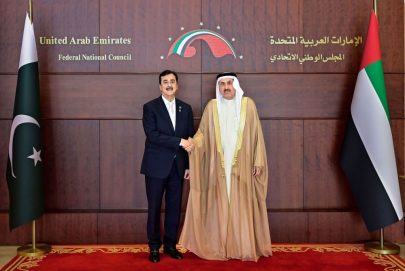 صقر غباش يستقبل رئيس مجلس الشيوخ الباكستاني