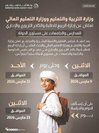 9 مارس بدء إجازة الربيع لطلبة المدارس والجامعات والكادر التربوي والإداري