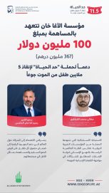 مؤسسة الآغا خان تتعهد بالمساهمة بمبلغ 100 مليون دولار دعماً لحملة “حد الحياة”