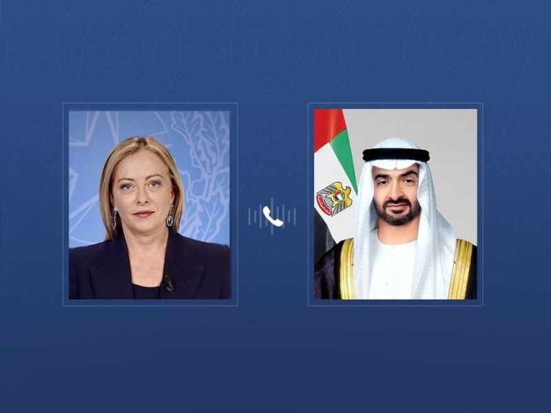 خلال اتصال هاتفي مع رئيس الدولة..رئيسة الوزراء الإيطالية تدين استمرار الاعتداءات الإيرانية وتؤكد تضامن بلدها مع الإمارات