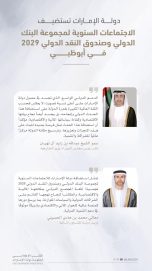 استضافة الإمارات الاجتماعات السنوية لمجموعة البنك الدولي وصندوق النقد الدولي 2029 . . ثقة عالمية في النموذج الاقتصادي الوطني وتعزيز لموقع الدولة الداعم لاستقرار النظام الاقتصادي الدولي