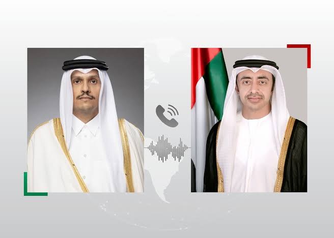 عبدالله بن زايد يجري اتصالاً هاتفياً مع رئيس مجلس الوزراء وزير خارجية دولة قطر الشقيقة