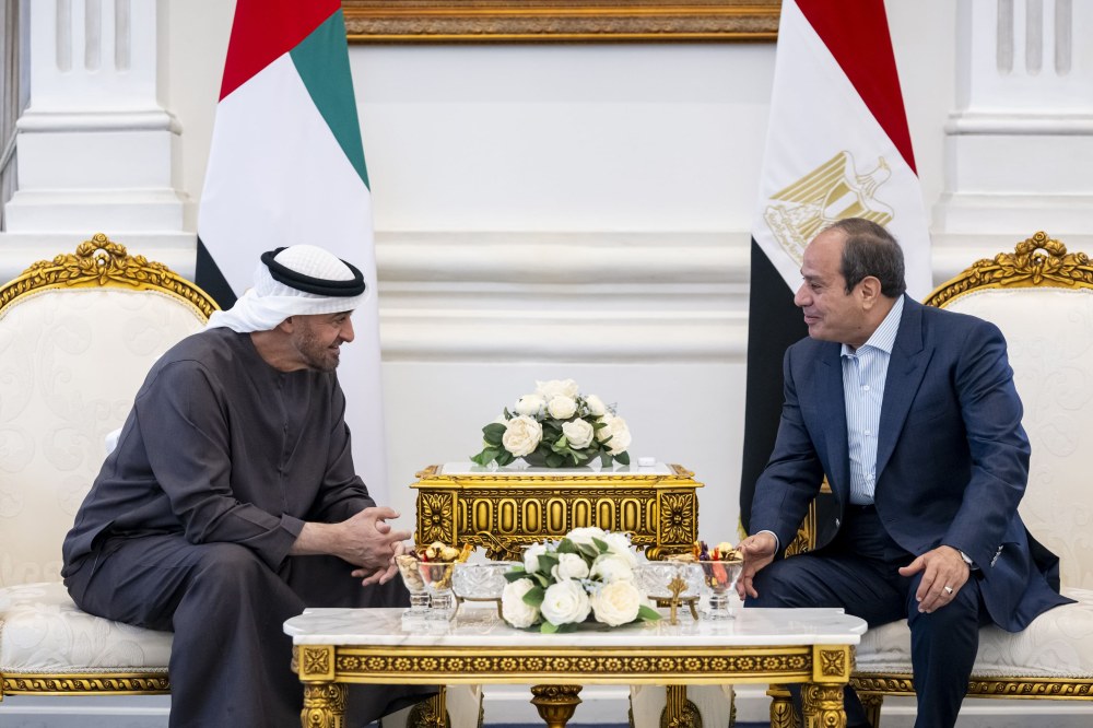 رئيس الدولة والرئيس المصري يبحثان تعزيز علاقات التعاون بين البلدين