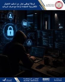 ‏⁧‫ ⁧‫شرطة أبوظبي‬⁩ تحذر من أساليب الاحتيال الإلكترونية المتجددة تزامنًا مع صرف الرواتب