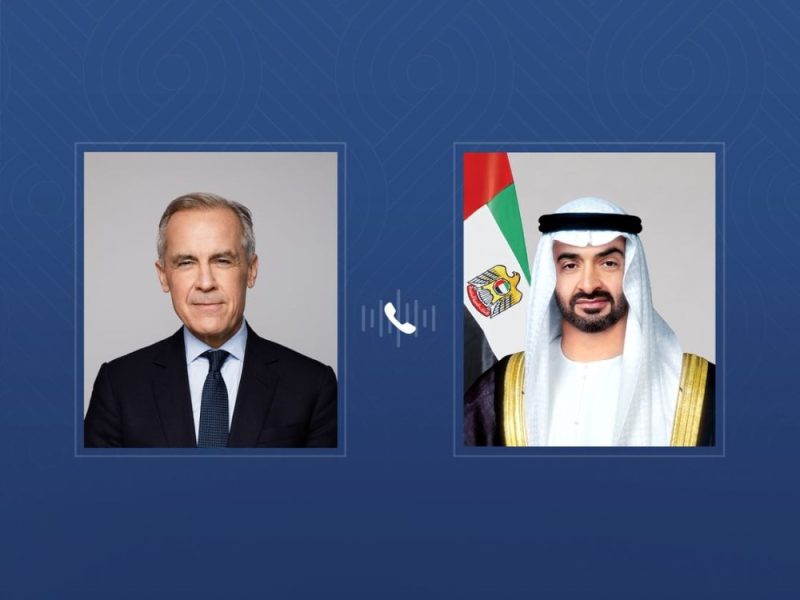 ‏رئيس الدولة ورئيس وزراء كندا يبحثان خلال اتصال هاتفي تعزيز علاقات التعاون بين البلدين والتطورات الإقليمية