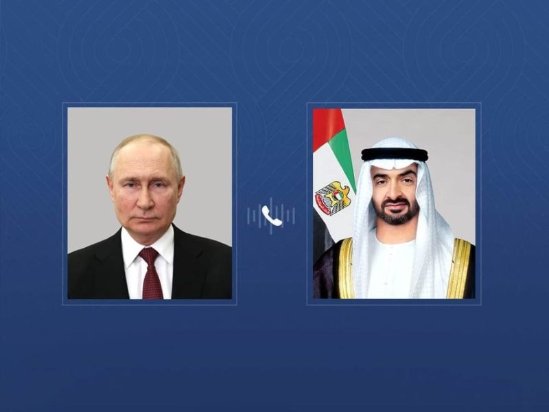 رئيس الدولة والرئيس الروسي يبحثان خلال اتصال هاتفي علاقات التعاون بين البلدين والتطورات الإقليمية والدولية