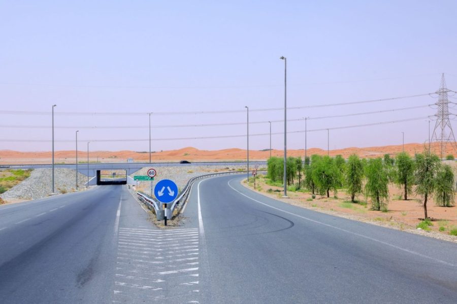 بلدية العين تنجز مشروع مصدات الرياح بزراعة 1807 أشجار غاف على طريق طحنون