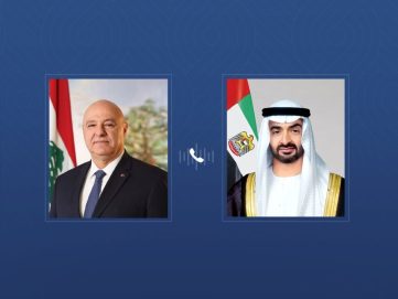 رئيس الدولة يتلقى اتصالاً هاتفياً من الرئيس اللبناني