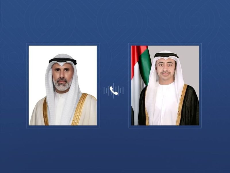 عبدالله بن زايد ووزير الخارجية الكويتي يبحثان هاتفياً التطورات الإقليميةد