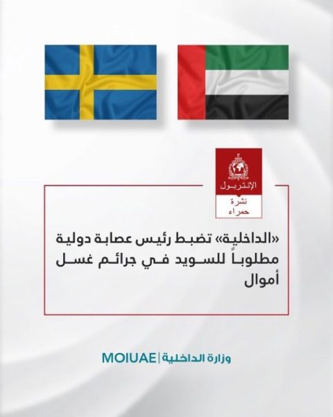 ‏الداخلية تضبط رئيس عصابة دولية مطلوباً للسويد في جرائم غسل أموال